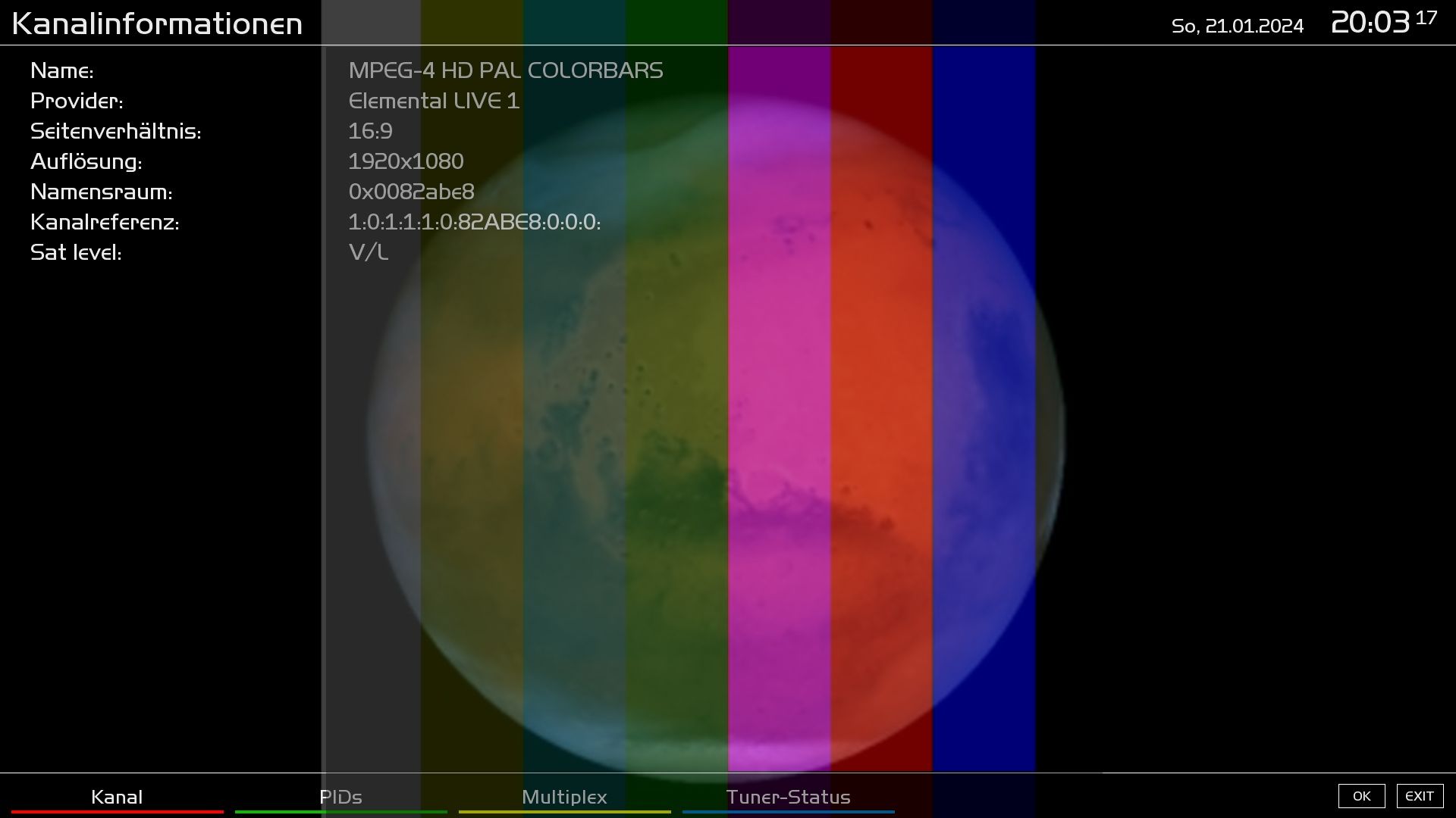 MPEG 4 HD PAL COLORBARS MPEG 4 HD PAL COLORBARS